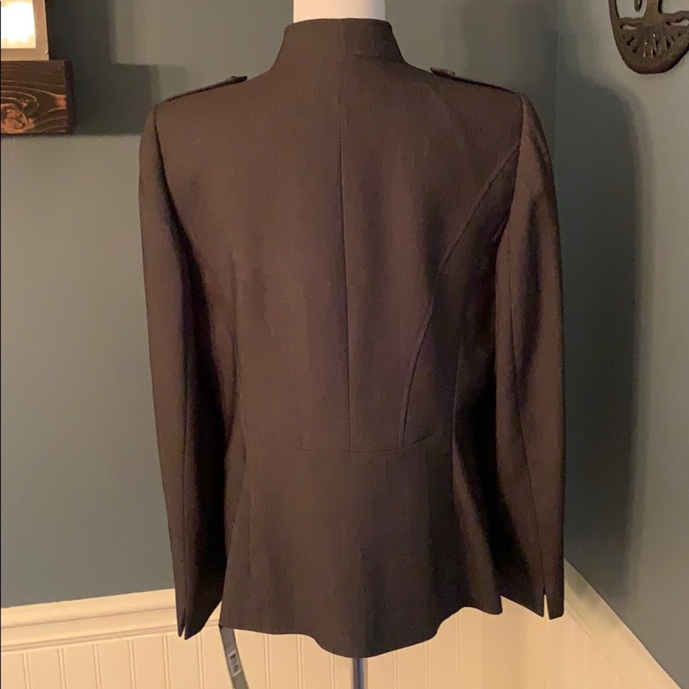 Tahari Solid Single Button Pant Suit Olive Green - Picture 5 of 16